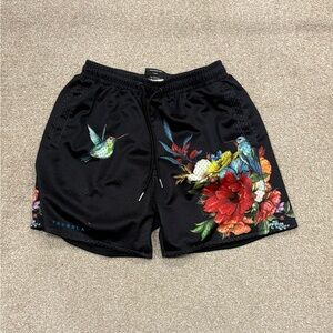 YoungLA Black Floral Athletic Shorts